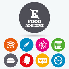 Food additive icon. Hamburger fast food sign.