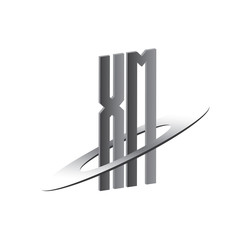 XM initial logo with silver sphere