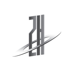 ZH initial logo with silver sphere