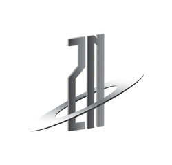 ZN initial logo with silver sphere