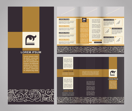 Vintage style brochure template design with modern art elements 