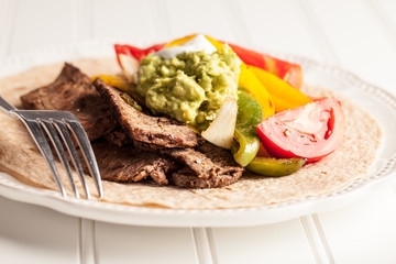 Fresh homemade steak fajitas