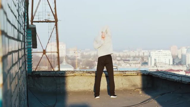 Workout on the roof in the morning