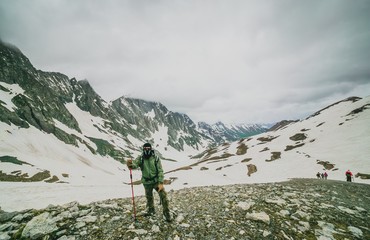 Fototapeta premium hiking on snow mountain