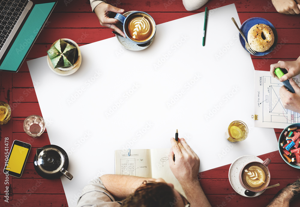 Poster web design team working planning website concept
