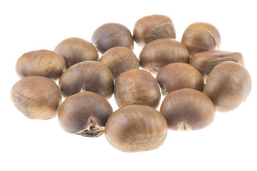 roasted chestnuts isolated on white background