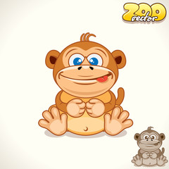 Cartoon Monkey. Vector Character