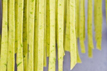 Homemade tagliatelle green