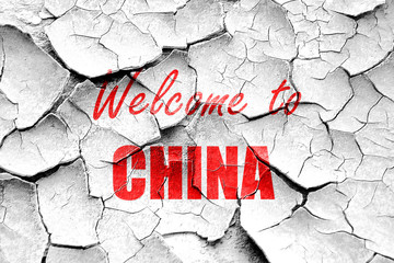 Grunge cracked Welcome to china