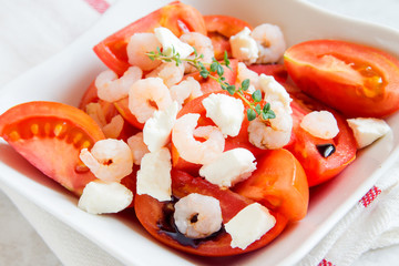 Tomatoes and shrimps salad