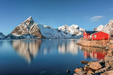 Stof per meter Reine, Lofoten-eilanden, Noorwegen © demerzel21