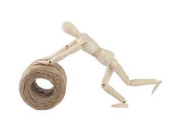 Wooden mannequin is works loader
