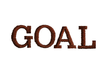 thread embroidery word goal isolate on white background