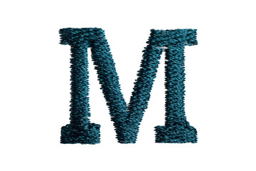 Embroidery Designs alphabet M isolate on white background