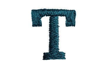 Embroidery Designs alphabet T isolate on white background