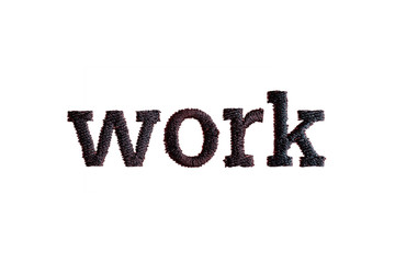 thread embroidery word work isolate on white background