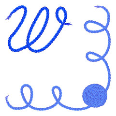 Letter W. Alphabet font vector - yarn, rope, cable