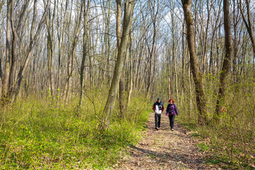 Mother and son having a walk