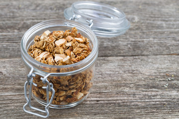 jar with homemade granola