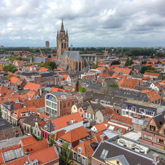 Delft above the colorful rooftops