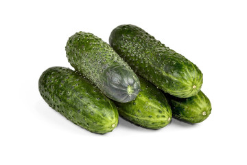 Cucumber and slices isolated over white background