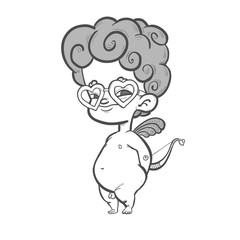Funny Cupid with bow
