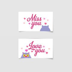 Vector card with cat for Love