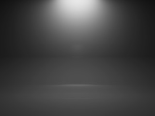 Empty dark interior background with spot, 3d