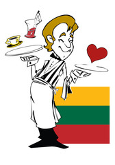 waiter with flag of  lithuania,