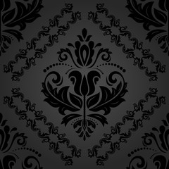 Oriental vector classic dark ornament. Seamless abstract background with repeating elements