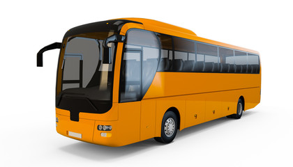 Obraz na płótnie Canvas Orange Yellow big tour bus isolated on white background