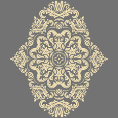 Oriental vector pattern with arabesques and floral golden elements. Traditional classic ornament