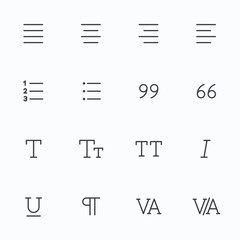 Outline vector icons for web and mobile. Text editor Icons, 2 pixel stroke & 48x48 resolution