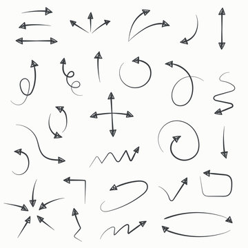 Sketch arrow set. Vector illustration for your business and education design. Hand drawn Elements for design