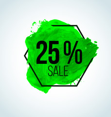 Green Vector watercolor sale element