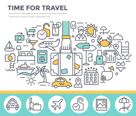 Travel concept illustration, thin line flat design