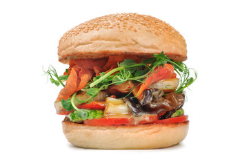 Big tasty vegetarian burger isolated on white