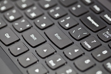 Close up Detail View of Laptop Computer Keyboard