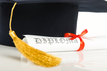 Graduation hat and Diploma