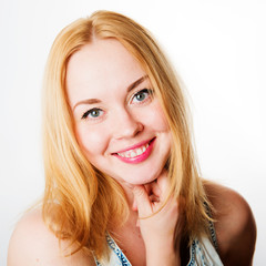  attractive caucasian smiling woman blond