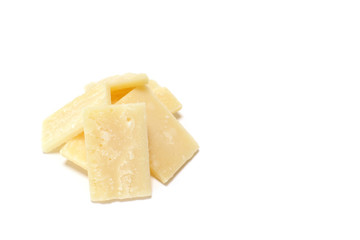 fresh parmesan cheese slice in white