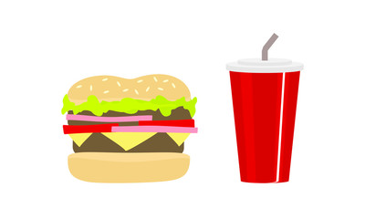 Fast Food Snacks Meal Soda Vector Icon
