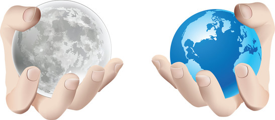 terra e luna in mano