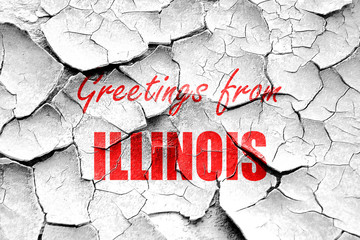 Grunge cracked Greetings from illinois