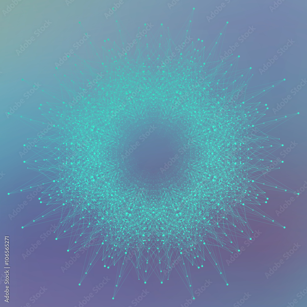 Poster Futuristic technology object for your design. Connected lines with dots. Vector illustration