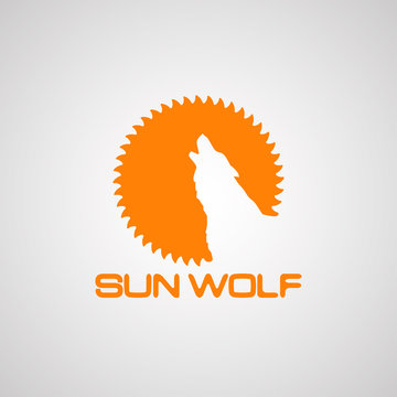 Wolf Logo Template. Sun wolf