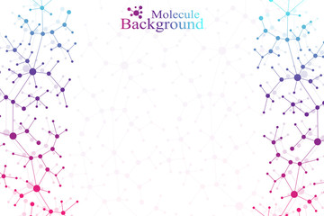 Colorful graphic background molecule and communication. Connected lines with dots. Medicine, science, technology design .Vector illustration