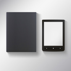 E-book with blank black book.