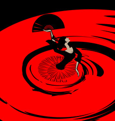 Obrazy na Plexi  abstrakcyjny obraz flamenco z wentylatorem