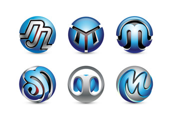6 Letter M 3D Sphere Logo Design